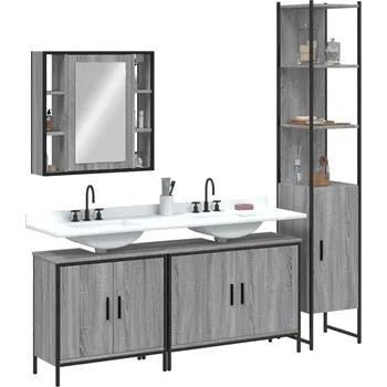 Koupelnový nábytek zahrada-XL 4dílná koupelnová sestava šedá sonoma kompozitní dřevo 3214753