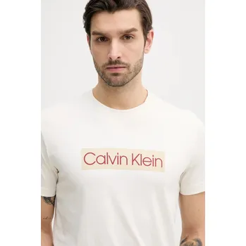 Bavlněné tričko Calvin Klein Jeans J30J327472 béžová 01X, vel. XL