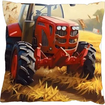 Povlak na dekorativní polštářek Povlak na polštář 40x40 na zip velur - Traktor červený