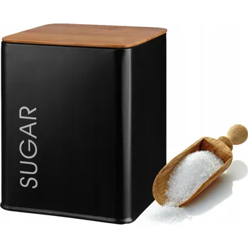 Obraz KOVová NÁDOBA PLECHOVKA CUKR ČERNÁ ČTVEREC