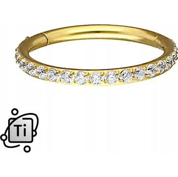 Náušnice Zlatý TITANOVÝ kroužek CLICKER s krystaly Crystal 1,2/10 mm
