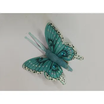 Závěsná dekorace na klip motýl 5cm - tyrkysový s kamínky