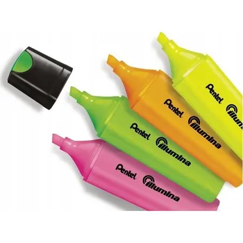 Zvýrazňovač BAREVNÝ školní Zvýrazňovač pro STUDENTY, sada 4 plochých zvýrazňovačů Pentel