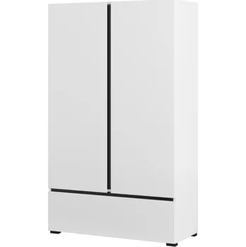 Šatní skříň Skříňka BONIFACIO 2D1S, bílá/černá + vyzvednutí ZDARMA