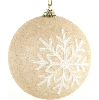 Vánoční dekorace Krémová plastová vánoční koule 10 cm - sada 4 ks