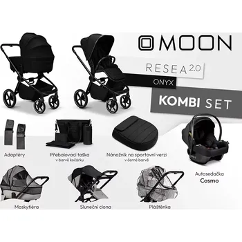Kočárek MOON kombinovaný kočárek Resea 2.0 Kombi set Onyx