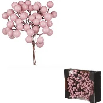 umělá květina Autronic Bobule na drátku - barva růžová, cena za krabičku (24 ks), sada 2 ks