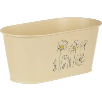 Nákupní košík Autronic Truhlík kovový - motiv kvetoucího máku, žlutý, sada 3 ks