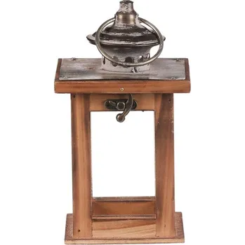 kempingová lampa Autronic Lucerna dřevěná - čtyřboká, hnědá barva, sada 4 ks