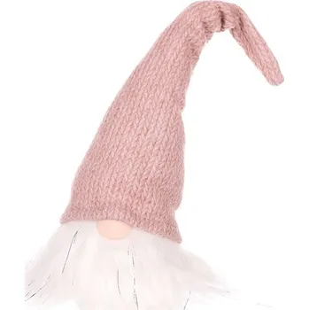 Vánoční dekorace Autronic Skřítek - látková dekorace, LED osvětlení, růžová čepice, sada 2 ks