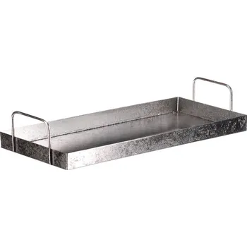 Autronic Tác kovový s uchy - obdélníkový tvar, barva stříbrná, sada 4 ks