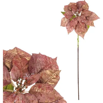 umělá květina Autronic Vánoční růže - umělý květ na stonku, barva bordó, sada 4 ks