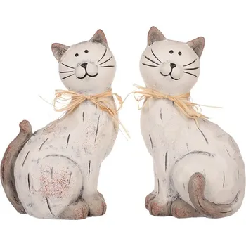 Autronic Kočka - keramická dekorace, bílo-krémová, mix 2 druhů, cena za 1 ks, sada 4 ks