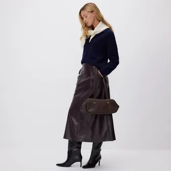 Dámská sukně Reserved - Koženková sukně - hnědá - 703EH-83X - 703EH-83X-M