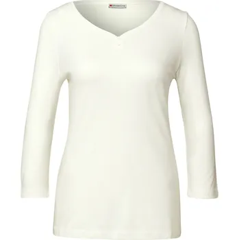 Pánské tričko 729329 - Triko s 3/4 rukávem a knoflíkovým detailem Street One - pro ženy - vel. 44 - barva: bílá