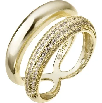 Prsten Pozlacený stříbrný prsten se zirkony 15036.1 58