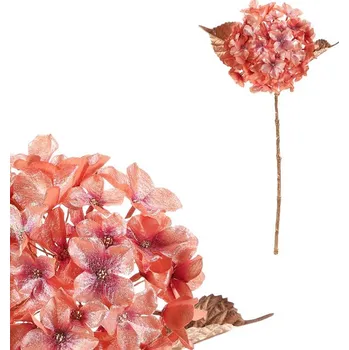 umělá květina Autronic Hortenzie - umělá řezaná, meruňková s pozlacením, sada 4 ks