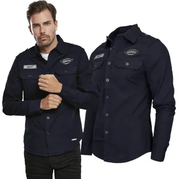 Pánská košile Brandit pánská ležérní košile Luis Vintageshirt s dlouhým rukávem, střih regular, bavlna, velikost S