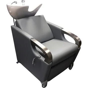 Kadeřnické křeslo Salon Komplet Kadeřnický mycí box CONTE šedý