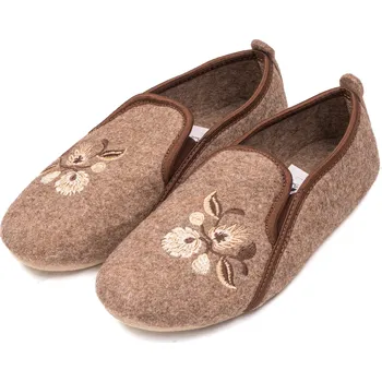 Pánské pantofle Filcové dámské pantofle s patou Cappucino