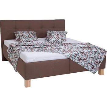 Postel Čalouněná postel s matrací a úložným prostorem MARIA 180x200 cm hnědá