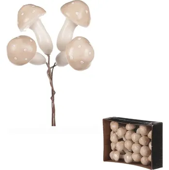 umělá květina Autronic Houby na drátku, barva krémová, cena za balení (24 ks), sada 2 ks