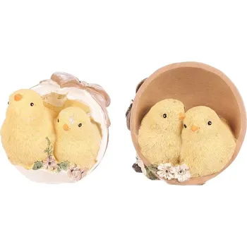 Vánoční dekorace Autronic Kuřátka v květináči/ve vajíčku - polyresin, cena za 1 ks, sada 6 ks