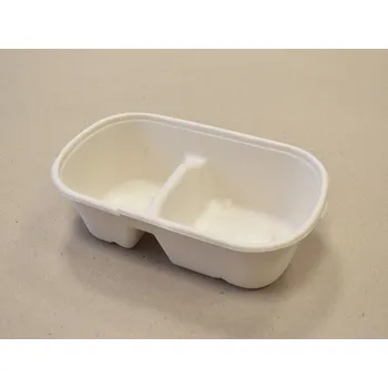 Jednorázové nádobí Box z cukrové třtiny 1000ml 2-dílny, vičko zvlášť