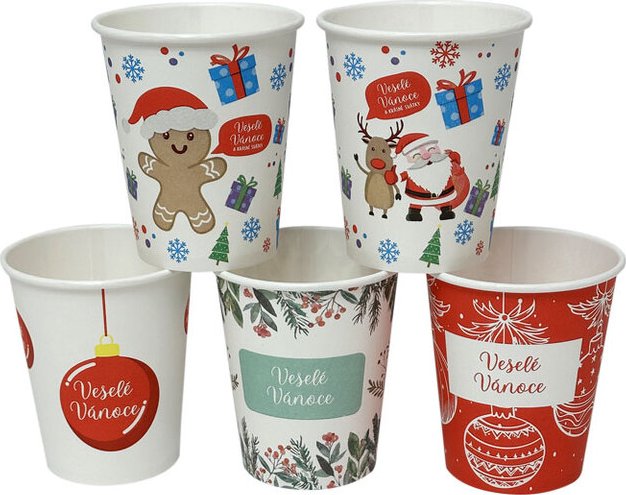 Vánoční kelímek na horký nápoj mix motivů 250 ml