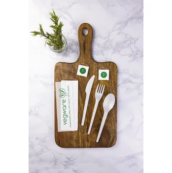 Příbor Sada příborů PLA: lžíce, vidlička, nůž + ubrousek 16cm