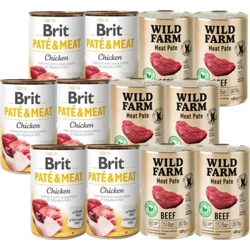 Pro psa BRIT PATE & MEAT CHICKEN 6x400g + Wild Farm Pate Beef 6x400g