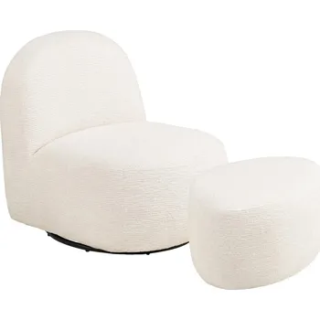 Křeslo Nordic Living Bílé otočné křeslo Milio s podnožkou