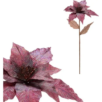 umělá květina Autronic Vánoční růže - umělá řezaná, třpytivý fialový květ, sada 12 ks