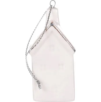 Svícen Autronic Domeček porcelánový - závěsná dekorace, barva bílá, sada 12 ks