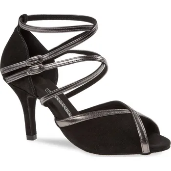 Dámské lodičky Dámské boty na latinu Diamant mod.178 černý velur/bronz. kůže S7,5 cm - 27,5