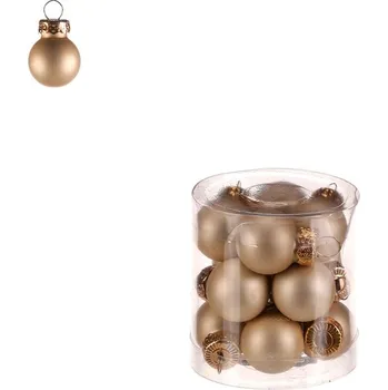 Vánoční dekorace Autronic Kulaté skleněné ozdoby - pr. 2 cm, krémové, cena za balení (12 ks), sada 12 ks