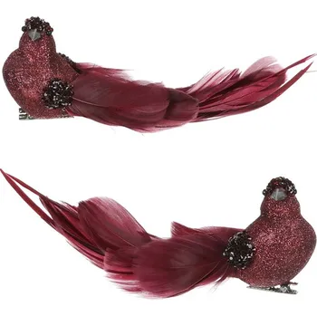 Vánoční dekorace Autronic Ptáček na klipu, barva fialová, cena za balení (4 ks), sada 2 ks