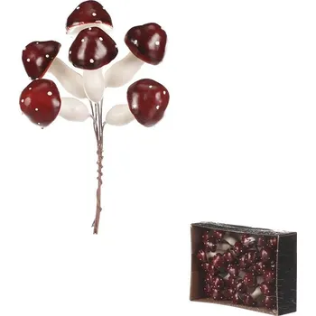 umělá květina Autronic Houby na drátku, barva bordó, cena za balení (36 ks), sada 2 ks