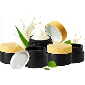 Obraz 5x Kelímky Sklenice Skleněné ČERNÁ MATNÁ 5g na Krém Balzám Kosmetiku Vzorky