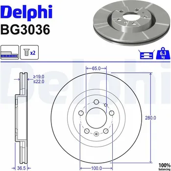 Brzdový kotouč Brzdový kotouč DELPHI BG3036