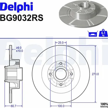 Brzdový kotouč Brzdový kotouč DELPHI BG9032RS