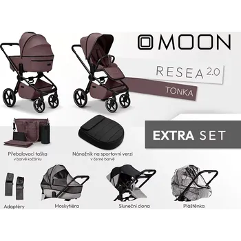 Kočárek MOON kombinovaný kočárek Resea 2.0 Extra set Tonka