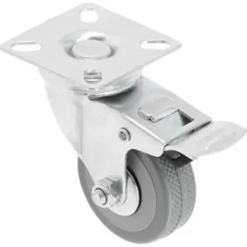 Nábytkové kování GTV Kolečko nábytkové zátěžové GREYROLL, výška 104 mm, průměr 75 mm, s brzdou, guma + kov, šedé