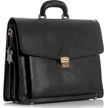 Pánská aktovka Mazzini Business Business Pánská kožená aktovka ručně šitá RENO černá