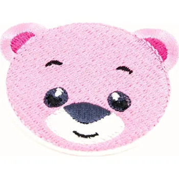 Nášivka Nažehlovací záplata - Medvídek - hnědá, tyrkysová, růžová, světle modrá - rozměr 6 cm x 7 cm Medvídek - růžová