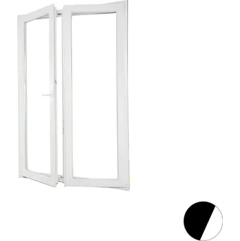 Okno ALUPLAST Plastové dvoukřídlé balkonové dveře dekor/bílé 140x220 Barva: Palisander/bílá, Otvírání: Levé, Zasklení: Dvojsklo Ug= 1,1