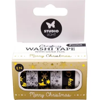 Kancelářské lepidlo Washi pásky Studio Light, 6 ks - Zlaté Vánoce