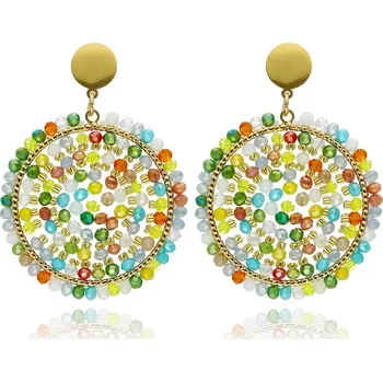 Náušnice Yvon Barevné kruhové náušnice MADERA z fasetovaného skla a chirurgické oceli