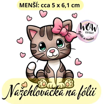 Nažehlovačky na fólii Nažehlovačka na fólii, Kočička se srdíčky, 1 kus Zvolte VELIKOST motivu ZDE:: Menší