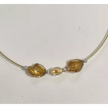 Náhrdelník Náhrdelník na lanku s vinutkami - žlutá/béžová